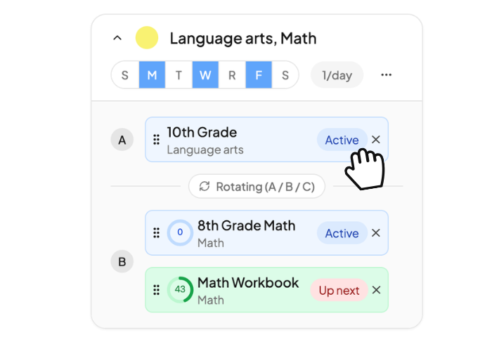 Calendar showing skip and reschedule interaction